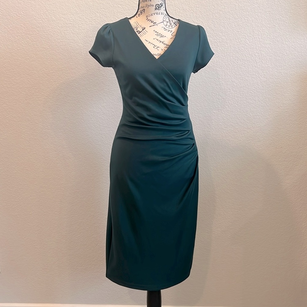 Forest Green Faux Wrap Dress